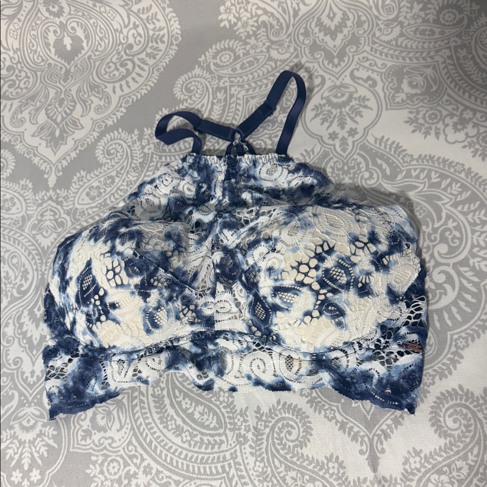 Victoria's Secret Navy and Cream Lace Crop Top
